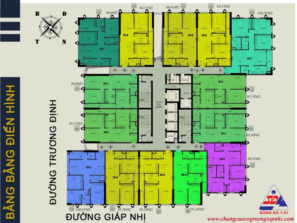 Mặt bằng đầy đủ chung cư Eco Green Tower