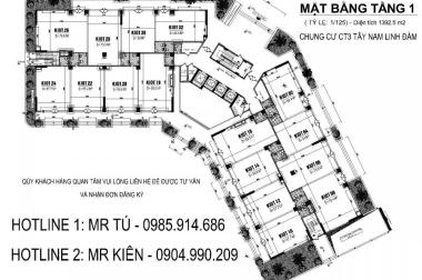 Bán xuất ngoại giao căn góc kiốt số 26 chung cư CT3 Tây Nam Linh Đàm giá rẻ, LH: 0985914686