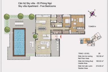 Bán căn hộ Sky Villa 5PN, DT 347m2, dự án Đảo Kim Cương, Quận 2