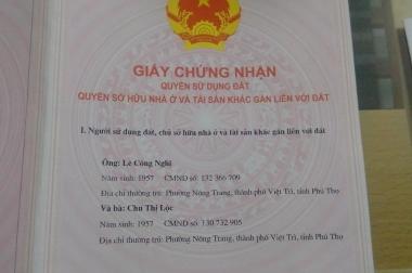Chính chủ bán đất ở Việt Trì - DT: 566m2 chia 2 sổ - 5 triệu/m2