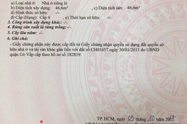 Bán nhà hẻm 688/113 Quang Trung, Phường 11, Quận Gò Vấp, 5,5x15m, cấp 4, giá 5 tỷ