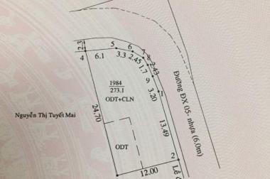 Bán đất tại Đường DX 005, Phường Phú Mỹ, Thủ Dầu Một, Bình Dương diện tích 273m2 giá 12 Triệu/m²