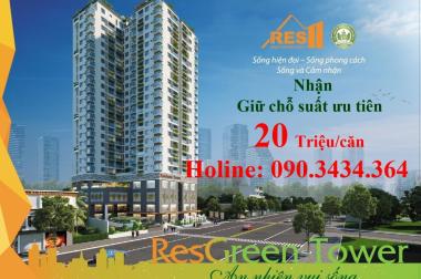 Đợt 1 chỉ mở bán 50 căn trên 272 căn toàn DA Res Green Tower tiêu chuẩn quốc tế và kiến trúc xanh
