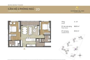 Bán căn hộ 2 phòng ngủ, tháp Bora Bora, B-1x.05, view hồ bơi, bàn giao có bếp, tủ âm tường, 5.15 tỷ
