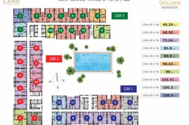 BÁN CĂN SỐ 01 BLOCK GM3 GOLDEN MANSION PHỔ QUANG 3PN. CĂN GÓC LẦU CAO. GIÁ 4.1 TỶ BAO TOÀN BỘ PHÍ