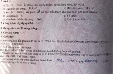 Bán nhà Bà Điểm Hóc Môn - Bà điểm 11 diện tích 4x9 giá 1ty720