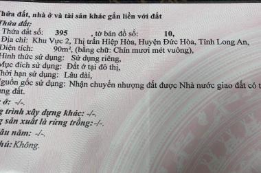 Kẹt tiền cần bán gấp đất nền ở đường số 10 khu vực 2, thị trấn Hiệp Hoà, Đức Hoà, Long An