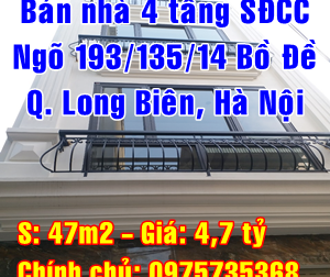 Bán nhà Quận Long Biên, Số 64 ngõ 193/135/14 Bồ Đề
