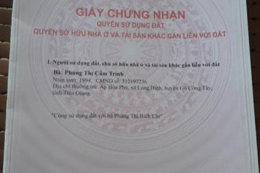 Bán đất thổ cư full 100% ngang 5m dài 20m thị xã Gò Công, Tiền Giang