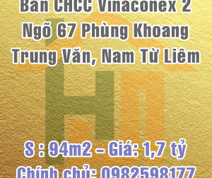Bán căn hộ chung cư Vinaconex 2, ngõ 67 Phùng Khoang, Trung Văn, Nam Từ Liêm