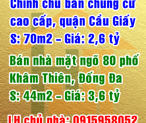 Bán nhà mặt ngõ 80 phố Khâm Thiên, Quận Đống Đa, Hà Nội