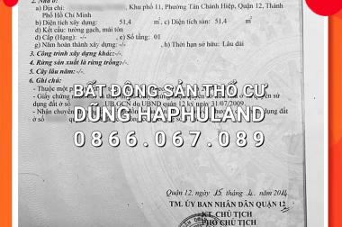 Nhỉnh 3 tỷ có nhà căn góc, hẻm 6M, nở hậu. 52m2, 2T. Hiệp Thành, Q12.