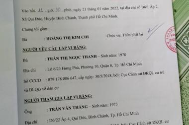 BÁN NHÀ SỐ B6/1, ẤP 2, QUY ĐỨC, BÌNH CHÁNH, HCM GIÁ 1,35 TỶ NHÀ VI BẰNG