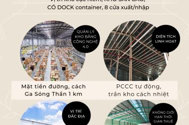 Cho thuê kho giá ưu đãi tháng 10 , 1000m2 KCn Sóng Thần 1, Dĩ An, BD