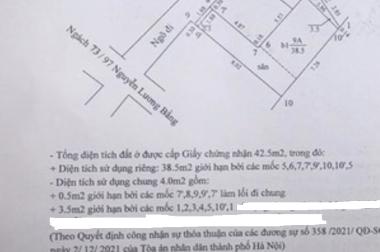 Chính chủ cần bán đất có nhà cấp 4 tại ngách  73/97 phố Nguyễn Lương Bằng, Đống Đa, Hà Nội