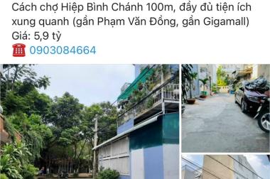 Đất khu bên sông Phạm Văn Đồng- Hiệp Bình Chánh- DT 68m2 (4,2 x 16) giá 5,2 tỷ