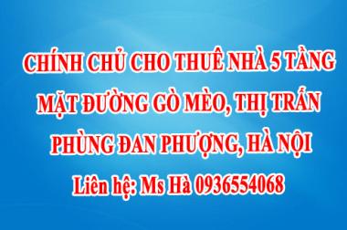 Chính chủ cho thuê nhà 5 tầng mặt đường Gò Mèo, thị trấn Phùng, Đan Phượng, Hà Nội