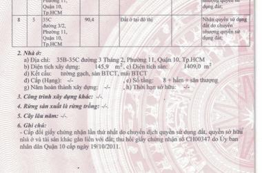 Chính Chủ định Cư Mỹ Tháng 3 cần  Bán Nhà  35B - 35C đường 3 Tháng 2, P11, Q10 10x20m 1H8T giá 115