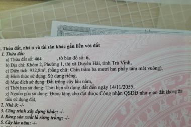 BÁN ĐẤT mặt tiền đường Quốc Lộ 53 ,DUYÊN HẢI ,TRÀ VINH diện tích 932 m