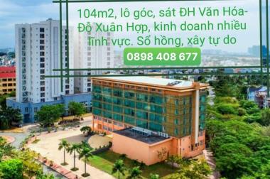 Bán lô đất 2 Mặt đường sau lưng ĐH Văn Hóa Đỗ Xuân Hợp, dt 104m2 giá 10,8 tỷ 