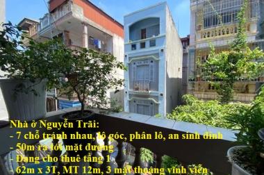 Bán nhà phố Nguyễn Trãi, lô góc, ô tô tránh, 3 thoáng, 62m x 3T, MT: 12m, nhỉnh 11 tỷ