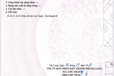 BÁN ĐẤT KĐT CAO XANH HÀ KHÁNH B. DT:375M2,MT:15M,TP.HẠ LONG
