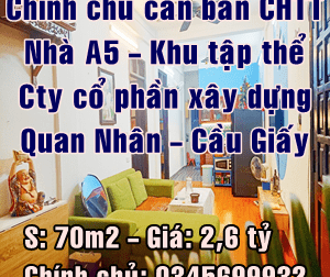 Bán căn hộ chung cư tại Đường Quan Nhân, Cầu Giấy,  Hà Nội diện tích 70m2  giá 2.6 Tỷ