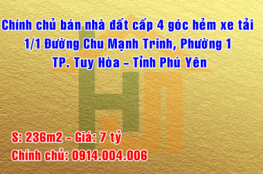 Bán nhà riêng tại Đường Chu Mạnh Trinh, Tuy Hòa,  Phú Yên diện tích 236m2  giá 7 Tỷ