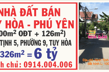 Bán nhà mặt phố tại Đường Ninh Tịnh, Tuy Hòa,  Phú Yên diện tích 326m2  giá 6 Tỷ
