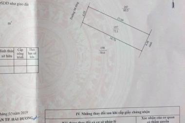 Bán đất mặt ngõ Tống Duy Tân, phường Ngọc Châu, TP HD, 72m2, mt 4.05m, ngõ thông ô tô
