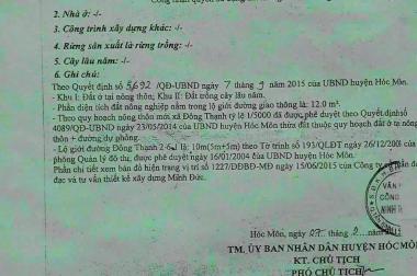 BÁN LÔ ĐÁT TẠI ẤP 2 Xã ĐÔNG THẠNH.HOCMON GIÁ ĐẦU TƯ