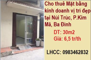 ✔️Cho thuê Mặt bằng kinh doanh vị trí đẹp tại Núi Trúc, P.Kim Mã, Ba Đình, 6,5tr/th; 0983462832