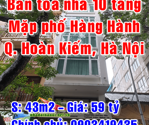 Bán nhà mặt phố Hàng Hành, Phường Hàng Trống, Quận Hoàn Kiếm, 43m2 giá 59 tỷ