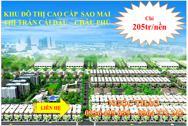 Bán đất trả góp  tại khu Sao Mai Cái Dầu - Châu Phú, góp 2,2tr/tháng