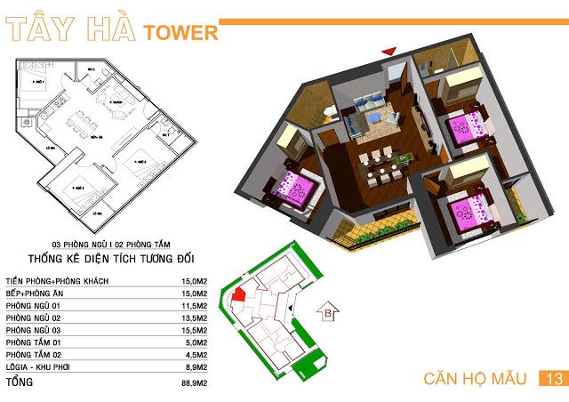 0969.142.990 cần tiền bán gấp căn 13 CC Tây Hà Tower DT = 88,9m2 3PN view Lê Văn Lương giá 25.8tr/m2