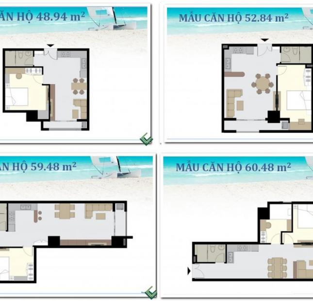 Bán căn hộ ngay mặt tiền biển Vũng Tàu, giá 888tr/căn, cam kết cho thuê 10tr/tháng