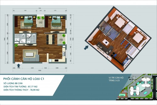 Bán chung cư Ngoại Giao Đoàn – căn 05 tháp B tòa N04A công vụ - giá hợp lý, diện tích 79,02m2