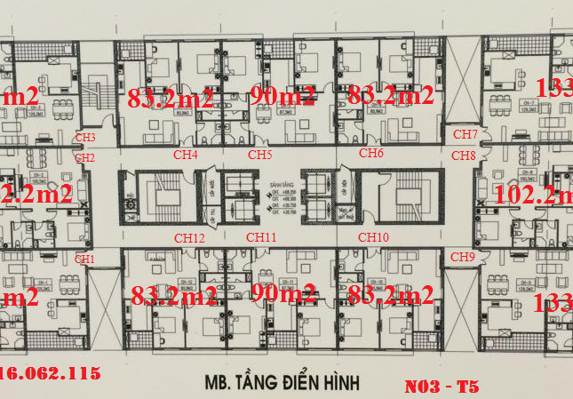 Bán căn hộ 03 Tòa N03T5 - Ngoại Giao Đoàn – Từ Liêm diện tích 133m2, giá 21,5 tr/m2