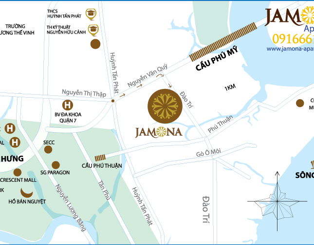 Đất nền nhà phố Jamona City Q7, DT 156m2 (7x23m) hướng Tây Bắc, chỉ 21.8tr/m2 - 3.411 tỷ, TT 2 năm