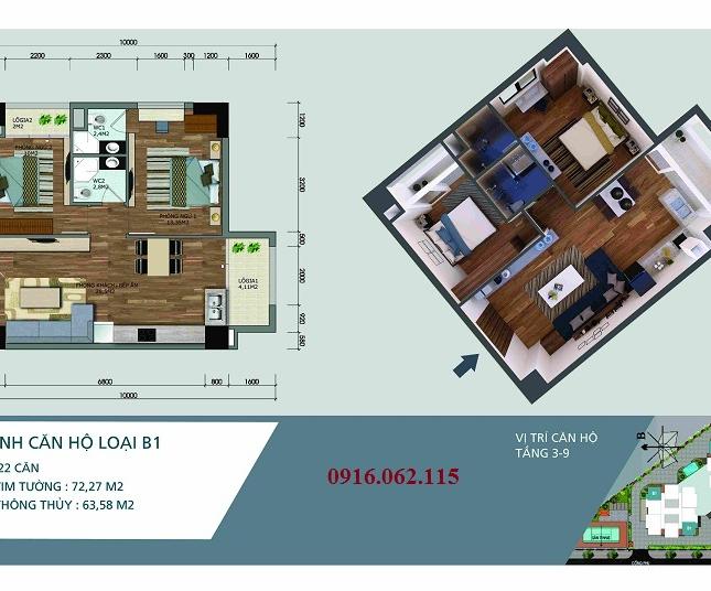 Bán căn 02 tháp A tòa N04A công vụ quần thể Ngoại Giao Đoàn diện tích 67.88m2 giá rẻ hợp lý