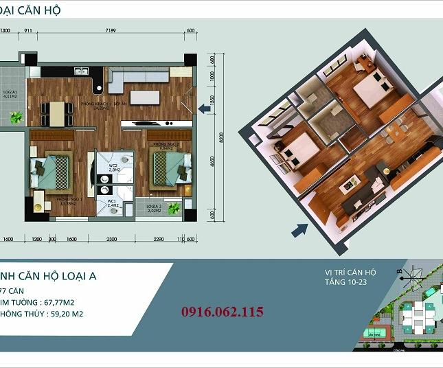 Bán căn 04 tháp A tòa N04A công vụ quần thể Ngoại Giao Đoàn diện tích 59,2m2 giá rẻ hợp lý