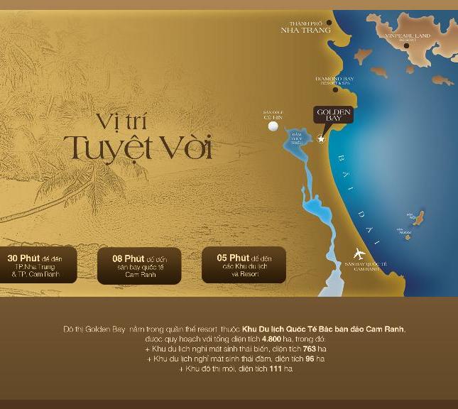 Golden Bay- Đất nền sổ đỏ ven biển Cam Ranh, khu du lịch bãi dài chỉ 5,5tr/m2. LH 0908.739.468