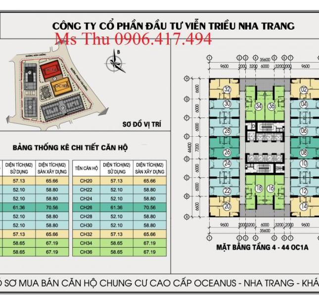 Mường Thanh Viễn Triều, Nha Trang bán căn hộ giá chênh thấp nhất. Lh: 0906.417.494