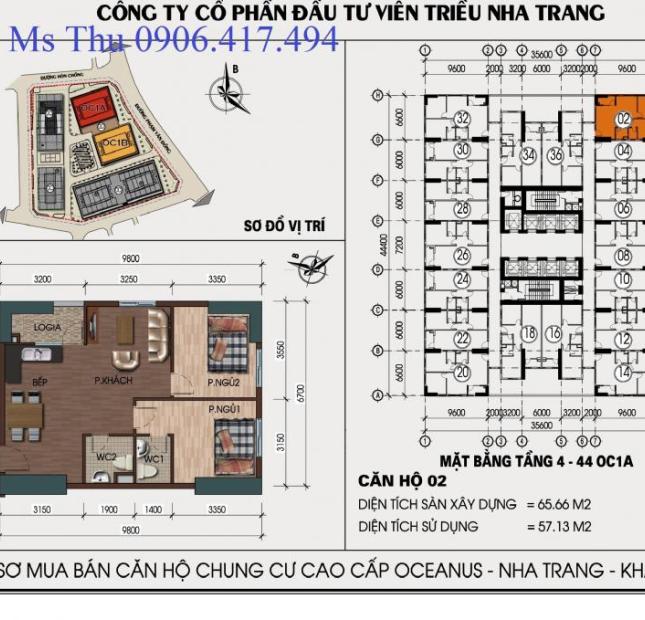 Mường Thanh Viễn Triều, Nha Trang bán căn hộ giá chênh thấp nhất. Lh: 0906.417.494