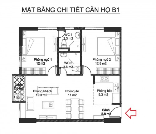 Cần bán căn số 01 chung cư B1B2-CT2 Linh Đàm
