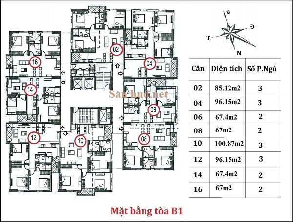 Chính chủ cần bán căn hộ 1208 -67m2 dự án B1-CT2 Tây Nam Linh Đàm