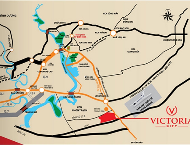 Dự án Victoria City ngay cửa ngõ sân bay quốc tế long thành, đất 2 MT QL 51- TL 25B, giá 516 tr