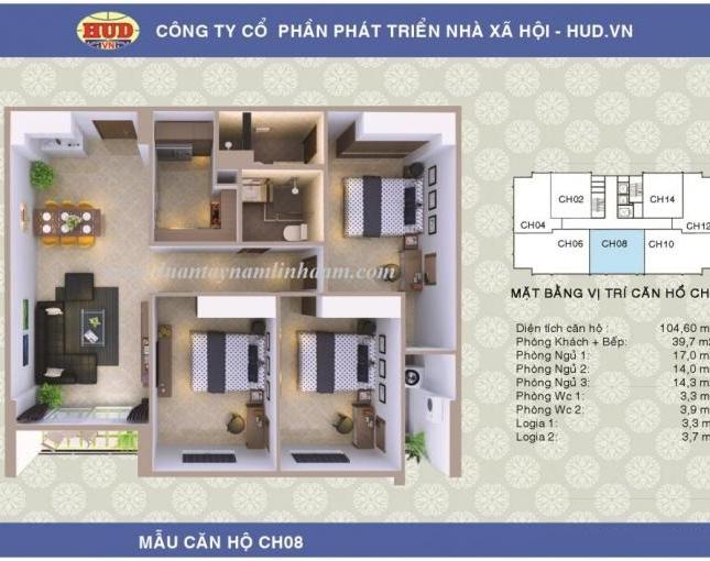 Bán chung cư CT2A1 Tây Nam Linh Đàm, giá 21,5tr/m2