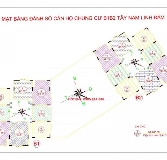 Bán suất ngoại giao căn góc 1816 chung cư B1B2 Tây Nam Linh Đàm. Lh – 0985.914.686