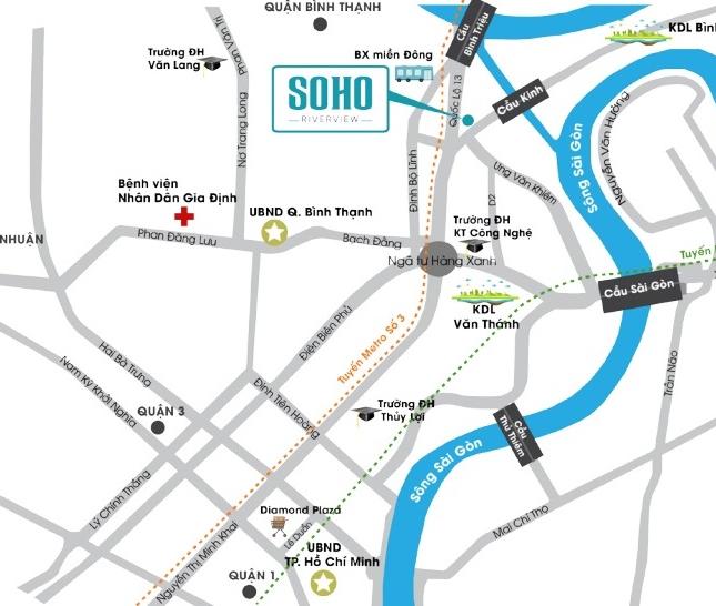 Soho Riverview Q. Bình Thạnh, căn góc 2MT, giá chỉ 1.6 tỷ, giao nhà trong tháng 10/2016